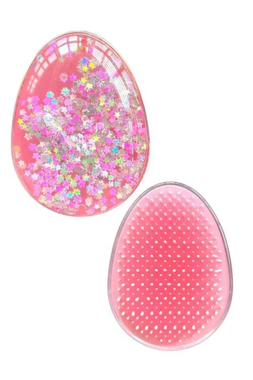 Pembe Renk Sim Detaylı Taşınabilir Saç Tarama Fırçası/ Tarak