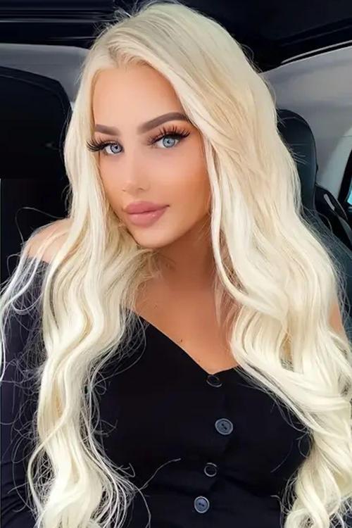Isıya Dayanıklı Yarımay Çıt Çıt Saç - 613C - Platin Sarı - Dalgalı - 60 Cm - 110 Gr
