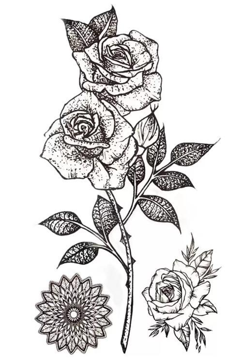 Gül Figürlü Geçici Mini Dövme Tattoo