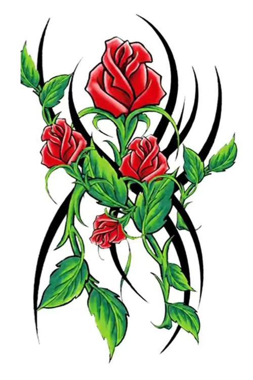 Gül Figürlü Geçici Dövme Tattoo