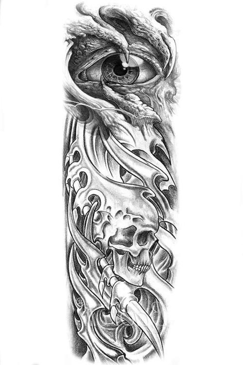 Geçici Göz Ve Kuru Kafa Figürlü Dövme Tattoo