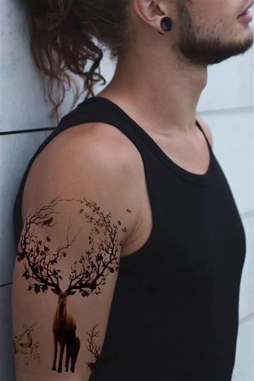 Geyik Figürlü Geçici Dövme Tattoo