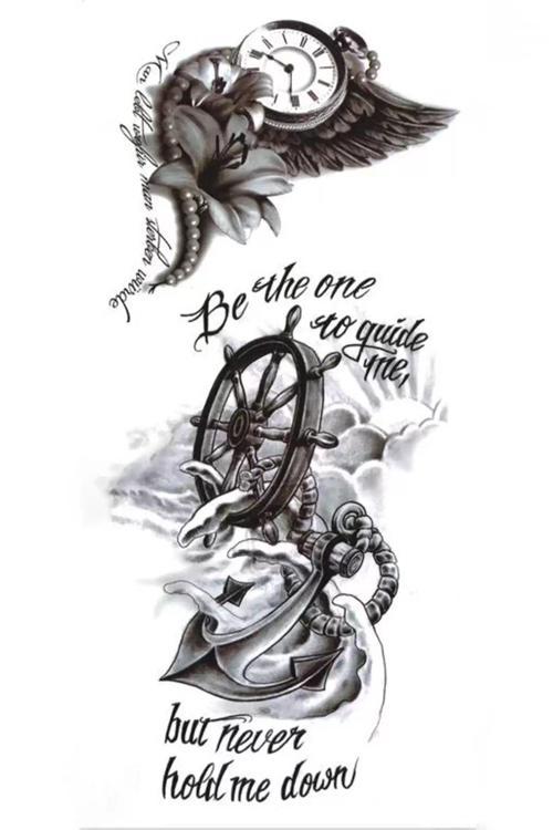 Dümen Ve Saat Figürlü Geçici Dövme Tattoo