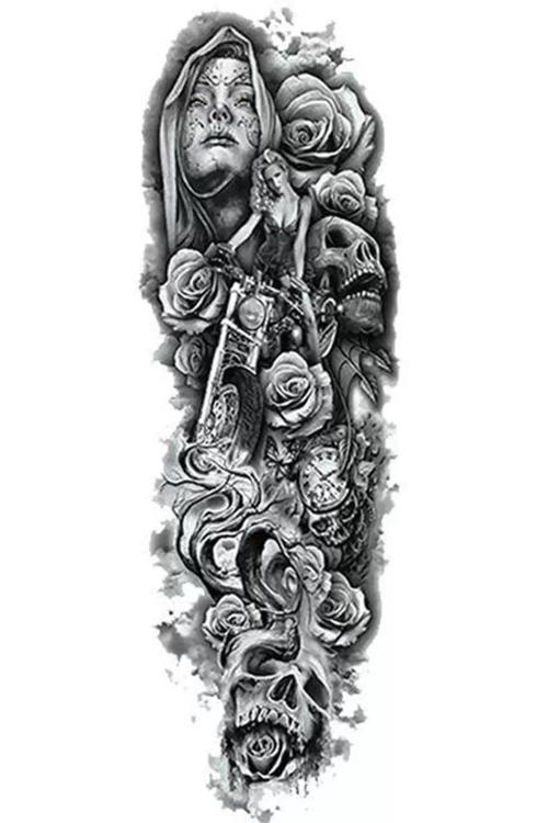 Geçici Kadın Ve Kuru Kafa Figürlü Dövme Tattoo