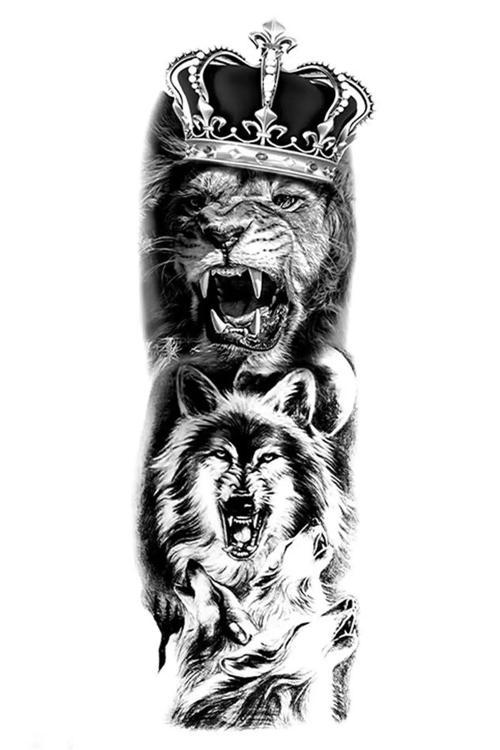 Geçici Aslan Ve Kurt Figürlü Dövme Tattoo