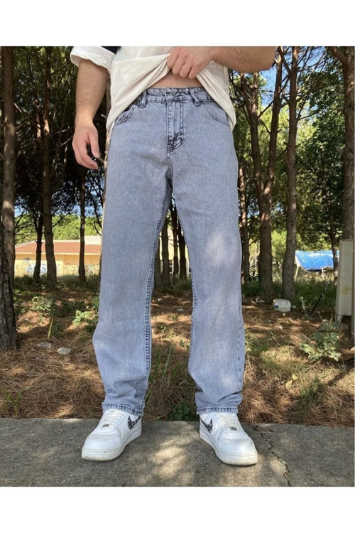 Erkek Gri Baggy Pantolon