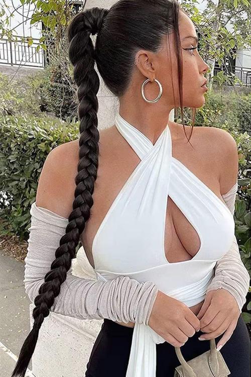 Siyah Renk Takma Lastik Tokalı Örgü At Kuyruğu Saç (65 Cm)