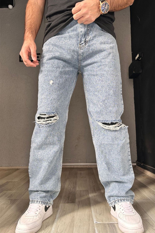 Erkek Mavi Baggy Pantolon
