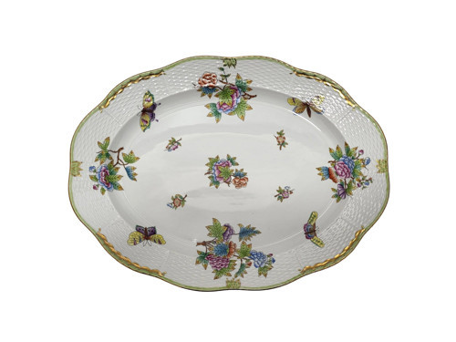 101 Kraliçe Victoria VBO El Boyama Porselen Oval Servis Tabağı