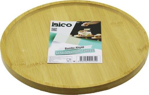 YUVARLAK=24.5CM AYAKLI=4CM KENARLI YÜZEY AHŞAP BAMBU SUNUM TEPSİSİ - MİNİ SOFRA (5060)