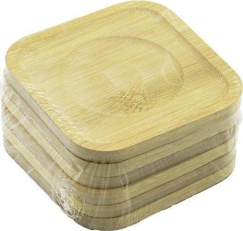 KARE= 9.7 X 9.7CM 6PCS BAMBU - AHŞAP ÇAY TABAK (5060)