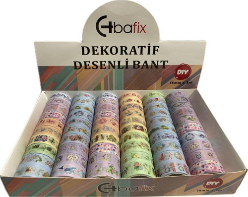 Desenli Bant Dekoratif 15 MM x 3 Metre 60 Lı Paket