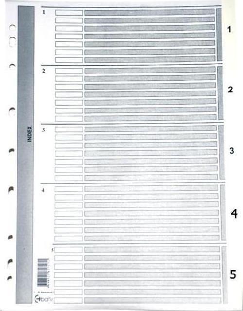 Seperatör 1-5 Rakamlı Karton A4 (50 Li Paket)