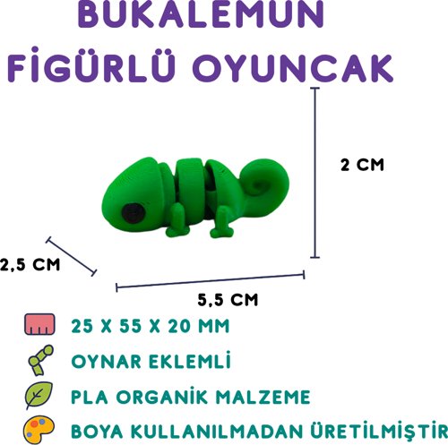 Bukalemun Figür - 3D Renk Değiştiren Mini Oyuncak