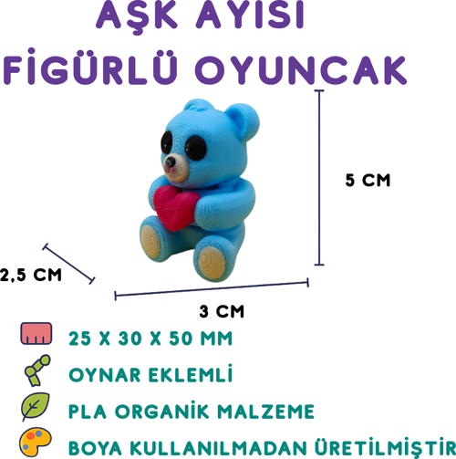 Aşk Ayısı Mavi - 3D Sevgiliye Hediye Oyuncak