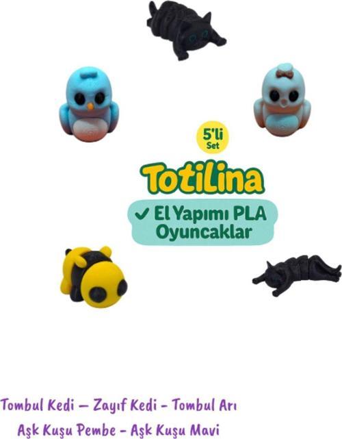 5li Set Tombul Kedi – Zayıf Kedi - Tombul Arı Aşk Kuşu Pembe - Aşk Kuşu Mavi