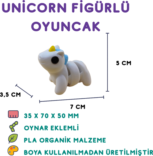 Unicorn Figür - Renkli 3D Dekoratif Oyuncak