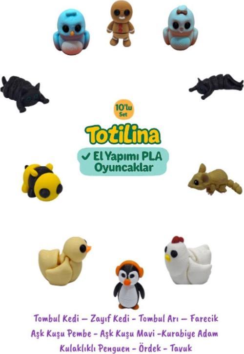 10lu Set Tombul Kedi,tombul Arı, Farecik, Aşk Kuşu Pembe - Mavi,kurabiye Adam,penguen,ördek,tavuk