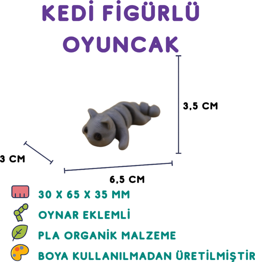 Kedi Figür - 3D Sevimli Evcil Hayvan Oyuncak