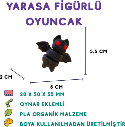 Yarasa Figür - 3D Gece Hayvanı Oyuncak