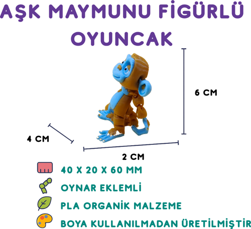 Aşk Maymunu Mavi - 3D Romantik Figür Oyuncak