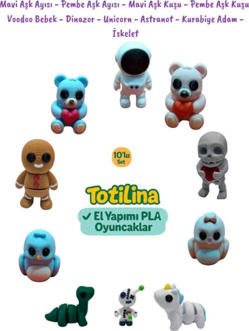10lu Set Ayı -kuş -voodoo Bebek - Dinazor - Unicorn - Astranot - Kurabiye Adam - Iskelet