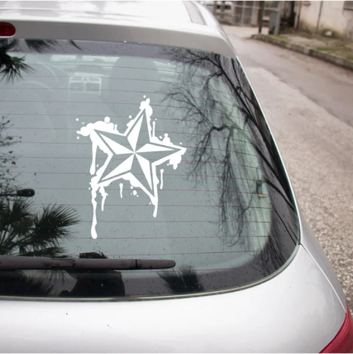 Army Asker Yıldız İçi Efektli Sticker 20 cm BEyaz Renk