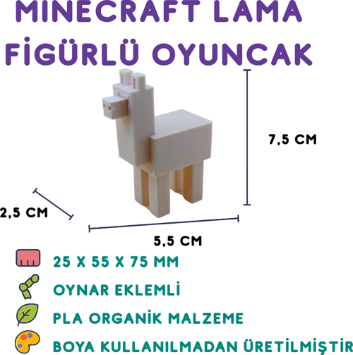Minecraft Lama Figür - Minecraft Temalı 3D Mini Oyuncak