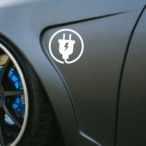 Elektirikli Araç Uyarı Sarj Logosu Araba Sticker Etiket 14CM Beyaz Renk