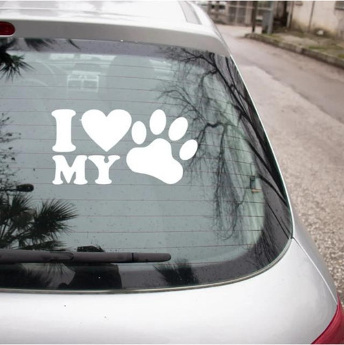 Kedi Köpek Pet Araba oto Sticker Pati Resmi Beyaz Renk