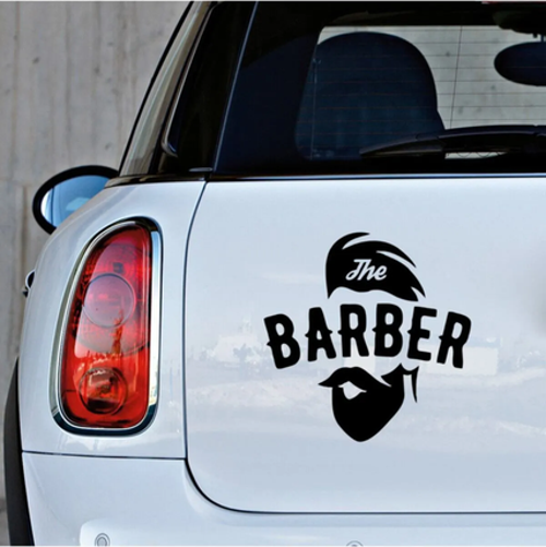 Kuafor Berber oto Sticker Araba Etiket Yapıştırması 20CM Sİyah Renk