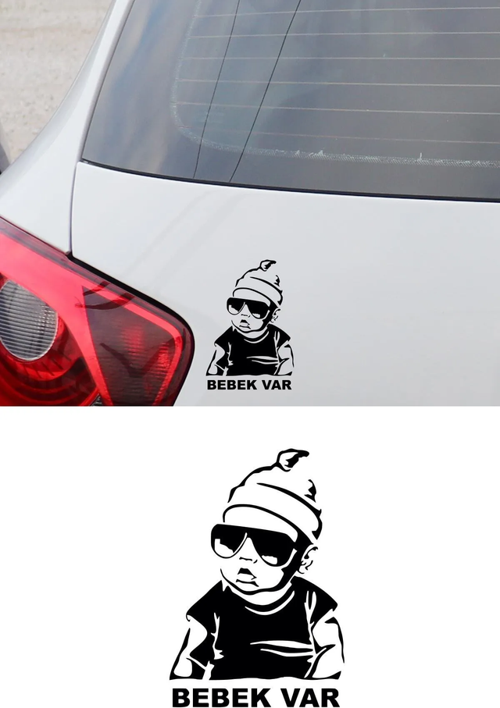Sİyah Renk Arabada bebek Var Oto Sticker Etiket 20 CM