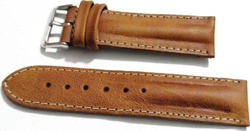Her Saate Uygun Bombeli 22 Mm Hakiki Deri Kordon Taba