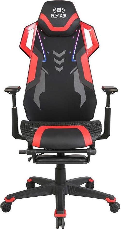 RYZE Techno-Cool Oyuncu Koltuğu - RGB - Siyah/Kırmızı 74x119-129x51 cm