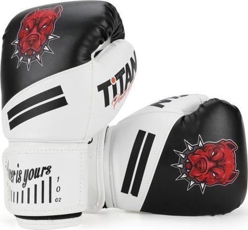 Siyah Beyaz Pitbull Desenli Boks Eldiveni
