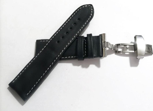 Her Saate Uygun Kelebek Toka 24 Mm Hakiki Deri (249) Gumuş Toka Siyah