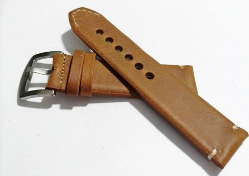 &Her Saate Uyumlu El Yapımı  Hakiki Grizi Deri Saat Kordonu 24  Mm  (134)   Taba  Renk