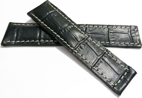 Tag-Heuer Uyumlu  24-20 Beyaz Dikişli Siyah  Hakiki Dana Derisi  ( 17)