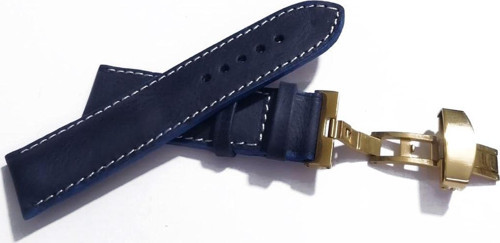 Her Saate Uygun Kelebek Toka 24 Mm Hakiki Deri (253) Sarı Toka Mavi