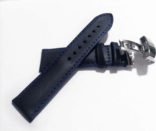 Her Saate Uygun Kelebek Toka 22 Mm Hakiki Deri (233) Gumuş Toka Mavi