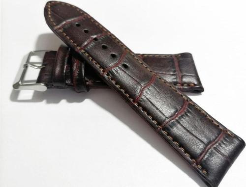 Kahve  Kroko  Deri  Saat Kordonu 24 Mm  Hakiki Deri Kayış(145)
