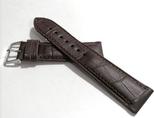 Kahverengi Yarım Kroko Hakiki Deri Saat Kordonu 22 Mm Kayış