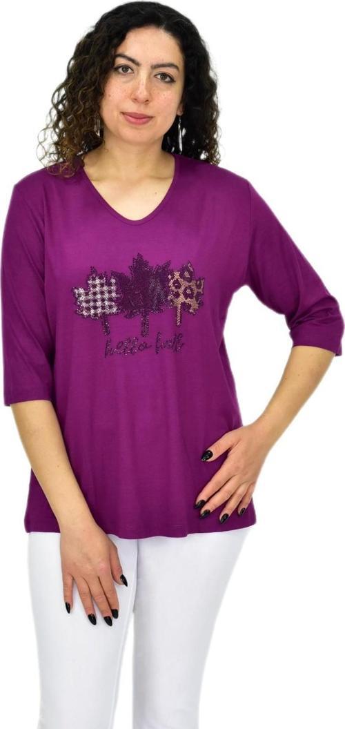 Kadın Kısa Kol Taşlı Bluz BGL-ST04711