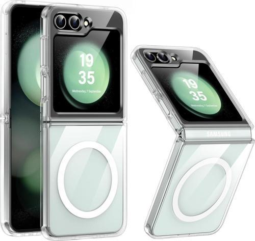 Samsung Galaxy Z Flip 6 Uyumlu Köşe Korumalı Darbe Emici Sert Sararmaz Şeffaf Magsafe Kılıf