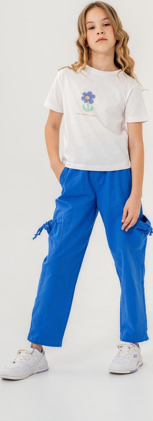 Kız Çocuk Pamuklu T-Shirt Keten Pantalonlu Yazlık Takım 6-9 Yaş