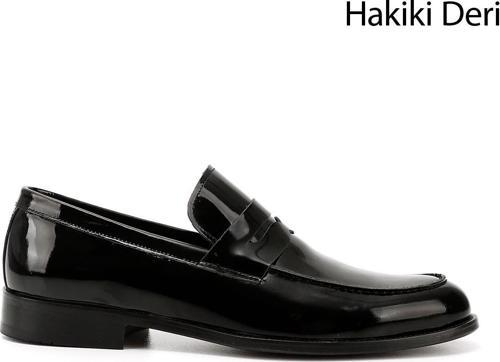 Erkek Siyah Rugan Kösele Taban Hakiki Deri Loafer Ayakkabı
