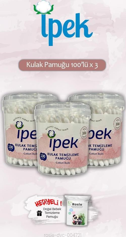 100'lü x 3 İpek Kulak Pamuğu ve ROSIE Hediye