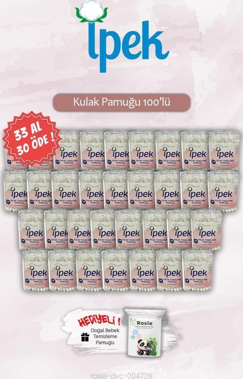 33 AL 30 ÖDE İpek 100'lü Kulak Pamuğu, ROSIE Hediye