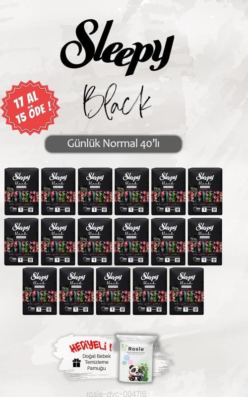 17 AL 15 ÖDE Normal 40'lı Black Günlük Ped, ROSIE Hediye