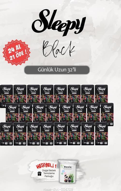 24 AL 21 ÖDE Black Uzun 32 'li Günlük Ped, ROSIE Hediye